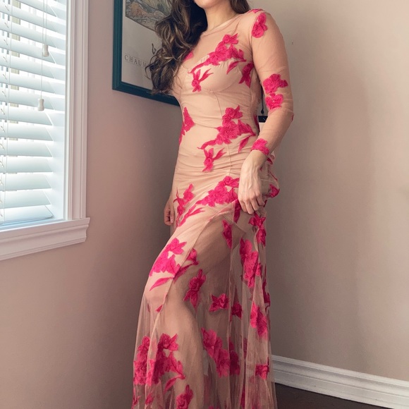 For Love And Lemons Dresses & Skirts - Nude mesh embroidered dress